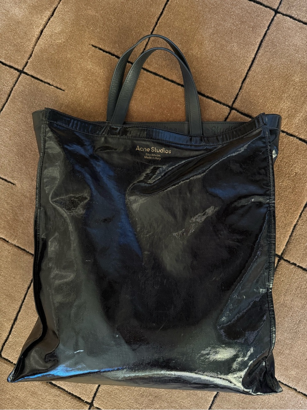Acne Studios Black Patent Leather Tote
